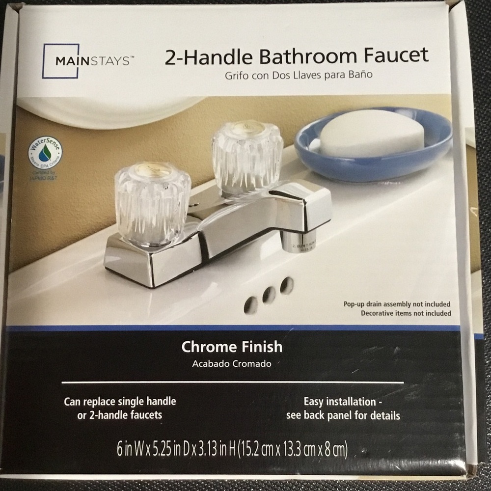 NIB Crystal Knob Faucet Handle Set with Brown Accent